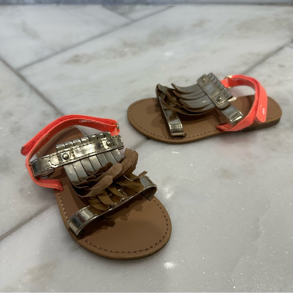 Size 7 Toddler Girl Gold Fringe Sandals